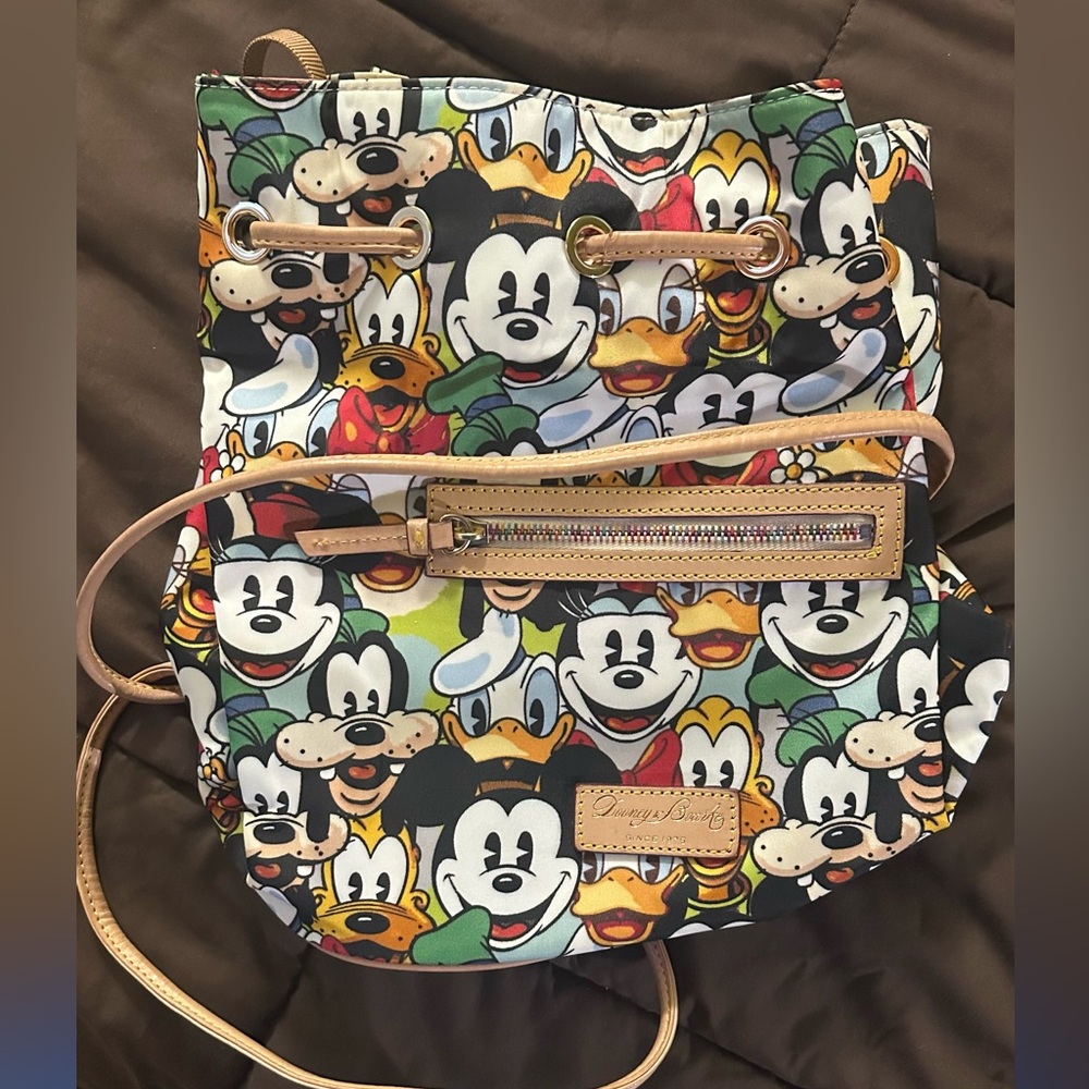 Disney Parks Dooney And Bourk Mickey Mouse Fab 5 Faces Nylon Bag Backpack Purse